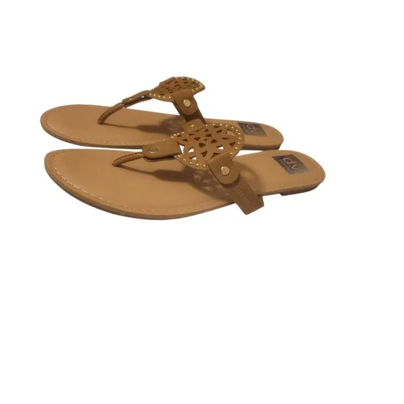 Dolce Vita Sandal Womens 11 Gotie Flip Flop Brown Tan Gold Tone Hardware DKBJ - Picture 6 of 9